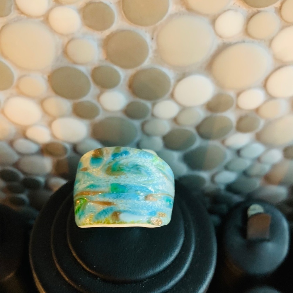 Murano Glass ring BN in blue size 7.5